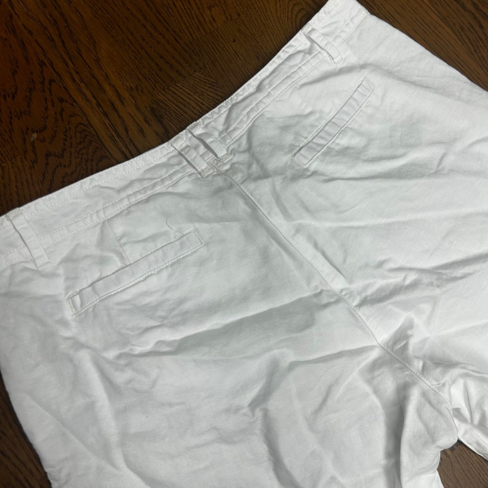 White Linen Blend Tie Ankle Tapered Pants Size 8 Summer Nautical Resortwear - Picture 5 of 9